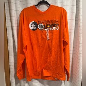 Hanes Bright Orange Wesclin Warriors Long Sleeve Graphic Tee